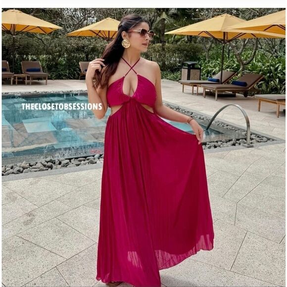 NWTβZARA CREASED-EFFECT CUT-OUTβDRESS - Picture 3 of 16